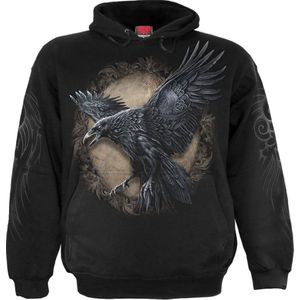 Spiral Raven Wise Trui met capuchon zwart XL 100% katoen Dieren, Horror, Rock wear, Vikings