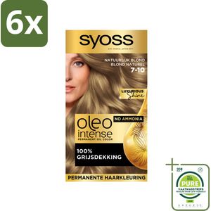 SYOSS - Oleo Intense 7-10 - Haarverf - Permanente Haarkleuring - Natuurlijk blond - Langdurige Kleur - Voordeelverpakking - 6 stuks - Permanente haarkleur - Blonde haarkleur