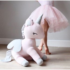 Pluche unicorn XL - roze met grijs - eenhoorn