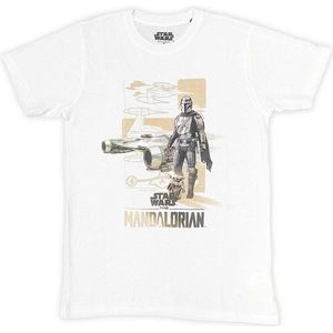 Disney Star Wars - The Mandalorian Din & Grogu Heren T-shirt - S - Wit
