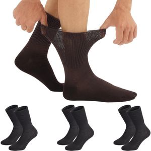 CALZITALY, Pack van 3/6 paar sokken zonder elastiek, uniseks, gezondheidssokken voor diabetici van katoen, zwart, wit, natuur, made in Italy