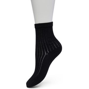 Bonnie Doon Korte Zachte Glitter Sokje met Opengewerkt Ribpatroon Dames Zwart maat 36/42 - Glitter - Zacht Metalic draad - Gladde Teennaad - Luxe - Trendy - Polyamide Vochtregulerend - Mode - Uniek - Black - BP231404.101