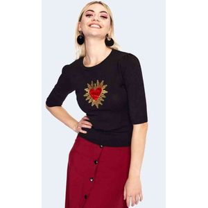 Voodoo Vixen - Queen Of Hearts Sweater/trui - S - Zwart