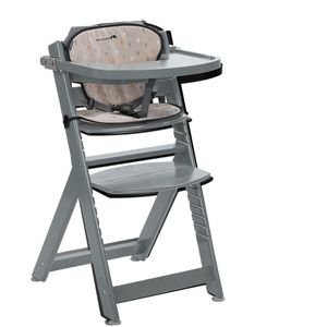 Houten Meegroeikinderstoel- Verstelbare Zitting & Voetensteun - Bebeconfort Timba - 6 Maanden-10 Jaar - Uitneembaar Tafeltje - Past bij Timba Baby - Warm Grey