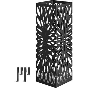Vierkante paraplustandaard met haak en druppelbak 49 x 155 x 155 cm zwart LUC48B