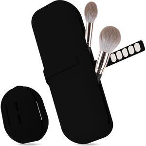 Goodivery ® Onmisbare Reisset Siliconen Make-up Tas, 1 x Make-up Borstelopslag en 1 x Beauty Blender Etui, Zacht en Draagbaar, Zwart, Elegant