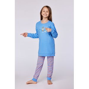 Woody Meisjes-Dames pyjama blauw - maat 116/6J