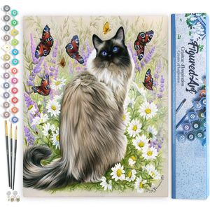 Figured'Art Schilderen op Nummer Volwassenen canvas Ontdekking van vlinders - Handwerk acrylverf Kit DIY Compleet - 40x50cm zonder frame