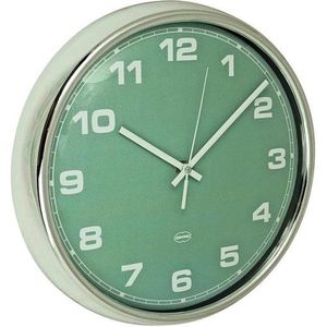 CABANAZ - klok, glas, plastic rand, doorsnede 30 cm, WALL CLOCK, groen