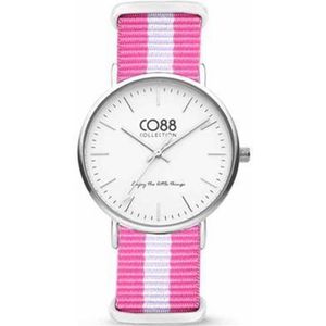 CO88 Collection Watches 8CW 10025 Horloge - Nato Band - Ø 36 mm - Roze / Wit