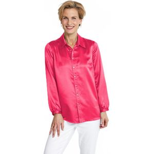 Lange rechte satijnen blouse met knoopsluiting