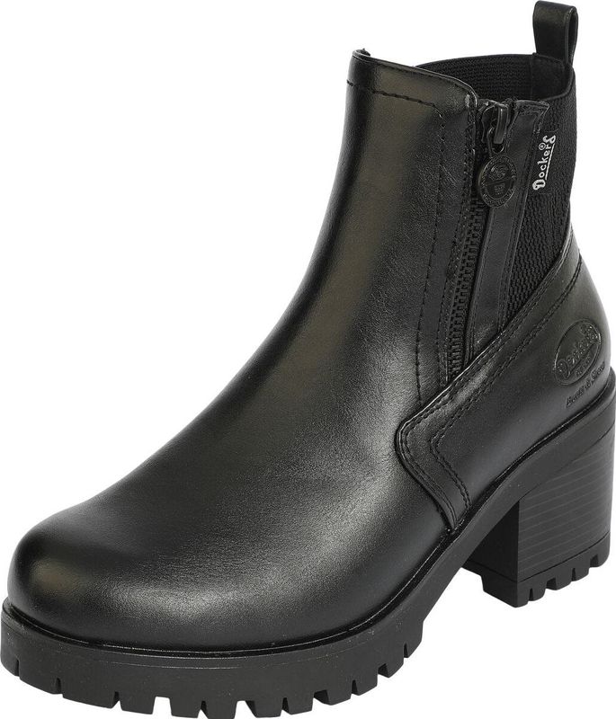 Dockers by Gerli - 37ce221 - Enkellaarsjes - Zwart/Donkergrijs - Nappaleder/Textiel