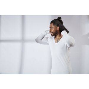 V-nus Stretch Diepe V-hals Wit Lange Mouw 10-pack S