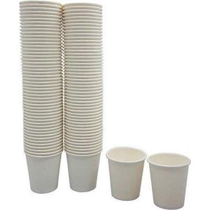 wit - Kartonnen bekers 200ml - voordeelpak (100 stuks) - koffie bekers - wegwerp papieren bekers - drank bekers - milieuvriendelijk