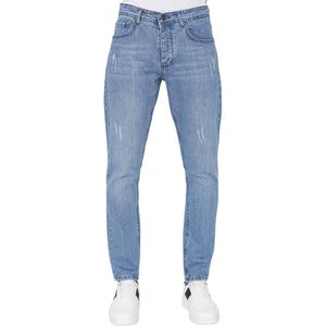 Trendyol Lichtblauwe Flexibele Stof Geribbelde Vernietigde Slim Fit Slim Cut Jeansbroek Tmnss21Je0067