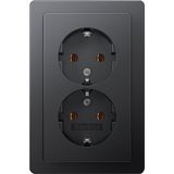 Berker - Q1 - Inbouw Wandcontactdoos - Antraciet - 2-voudig