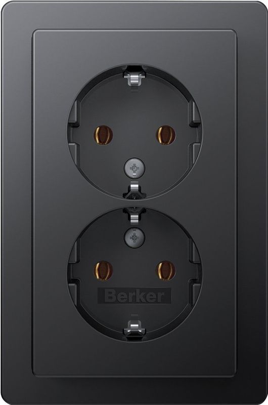 Berker - Q1 - Inbouw Wandcontactdoos - Antraciet - 2-voudig