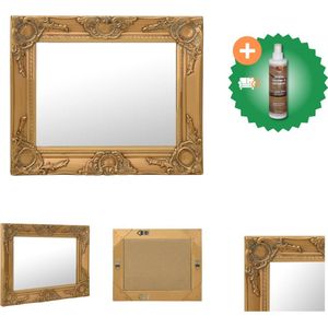 vidaXL Wandspiegel barok stijl 50x40 cm goudkleurig - Spiegel - Inclusief Houtreiniger en verfrisser