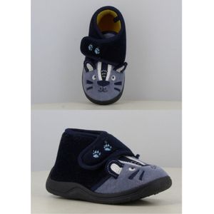 Jongens en meisjes baby / peuter / kleuter muis dieren pantoffels – zeer zachte sloffen - blauw met leuk muizen gezichtje – sterke antislip – instappers met klittenband / velcro sluiting - maat 19