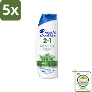 5 x Head & Shoulders - 2in1 Anti-Roos Shampoo & Conditioner - Menthol Fresh - 270 ml - Grootverpakking - Anti-roos Shampoo - Menthol Fresh - Roosvrij Haar - Schuppenvrij Haar - Hoofdhuid Verzorging