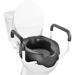 Toiletverhoger - Zwart - Met Armleuning - 10 cm Hoog - WC Verhoger