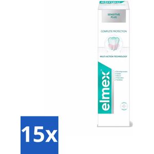 15 x Elmex - Tandpasta - Sensitive Plus - Complete Care - 75 ml - Gevoelige Tanden - Tandpasta - Tandglazuur - Pijnverlichting - Tandvleesbescherming