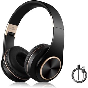 Gloovon® - Draadloze Koptelefoon - Bluetooth 5.0 - Intrekbaar en Opvouwbaar - Koptelefoon met Microfoon - Zwart