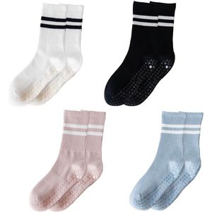 4 Pairs of Pilates Socks, Grip Socks, Yoga Socks, Non-Slip Women's Socks, Indoor Warm Socks, Pilates Grip Socks, Pink, Black, White, Blue, 30-40, pink, black, white, blue