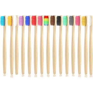 Allecto Plus - Bamboe Tandenborstel Set van 15 stuks, Houten tandenborstel voor volwassenen, Milieuvriendelijk en biologisch afbreekbaar.