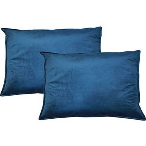 Sierkussen Fluweel Indigo Blauw 40x60 cm Set van 2 kussens