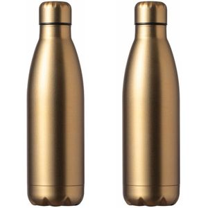 RVS waterfles/drinkfles - 2x - mat goud kleur met schroefdop 790 ml - Sportfles - Bidon