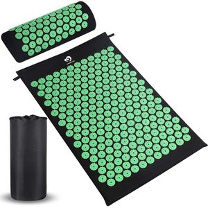 Acupressuurmat en kussen set - massage en pijnverlichting - groen massage matras