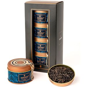 Soolong See Nr2 Luxe Theedoos met 4 Pure losse theeen - Oolongs uit Malawin en China - rooibos vanille - Japanse Fukamuchicha - Ideaal als cadeau voor sint of kerst - Assortiment 4stuks