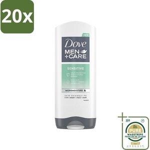 20 x Dove - Shower Gel - 3-in-1 - Men Care Sensitive - Verfrissend en zacht - 400 ml - Grootverpakking - Dove Men Care Sensitive Shower Gel - 3-in-1 Douchegel - Gevoelige Huid - Mannelijke Huid Verzorging - Verfrissend Douchegel