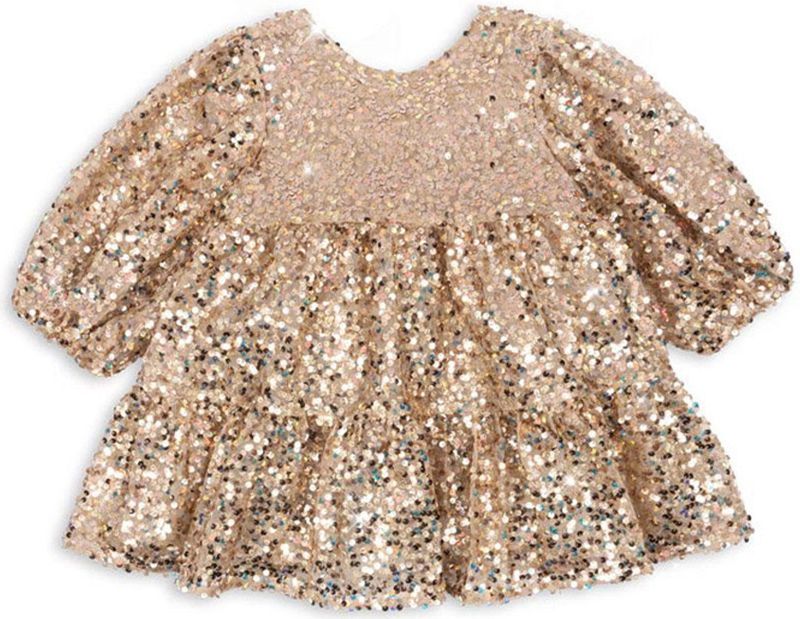 Konges Sløjd - Jurk - Paarse Pailletten Bow - Gold Glitter