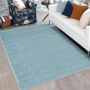 Flycarpets Felta Modern Effen / Laagpolig Vloerkleed - Blauw - 160x225 cm