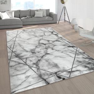 Paco Home Laagpolige Vloerkleden Grijs Goud Zacht Woonkamer Marmer-Look Versch. Designs 120x170 cm