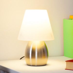 Lindby - LED tafellamp - 1licht - Glas, metaal - H: 27.5 cm - E14 - wit, nikkel gesatineerd