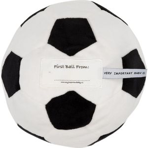 VIB® - My first football met belletje wit-zwart - 1 stuks - Babykleertjes - Baby cadeau - zwangerschap aankondiging - geboorte cadeau