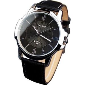 Yazole - heren horloge - business casual - zwart/zwart - 40 mm - I-deLuxe verpakking