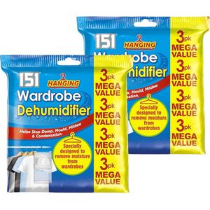 151® Hangende Vochtvreter - 6 Stuks Vochtopnemers - Vochtvreter & Luchtontvochtiger - Navulling Vochtopnemer - De Oplossing Tegen Schimmel