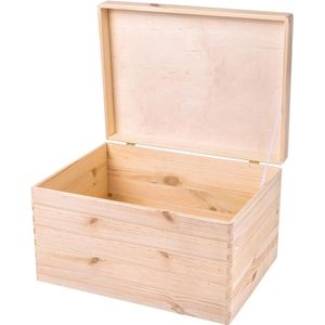 XXL Grote Houten Opberg-Kist 40x30x24 cm - Documenten Voorwerpen Speelgoed Gereedschap - RUW EN ONVERZEGELD werktafel met deksel