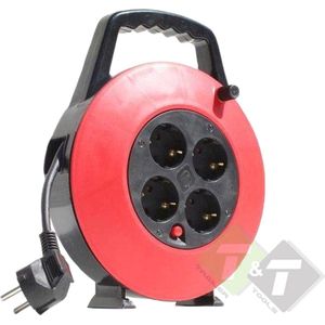Stroomhaspel, 230 Volt, 7.5 meter, max. vermogen 2300 Watt