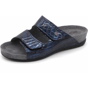 Rohde Dames Slipper - 5854-56 Blauw Crocolak - Maat 37