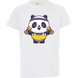 Kinder sportshirt / Panda / Sportshirt wit / L
