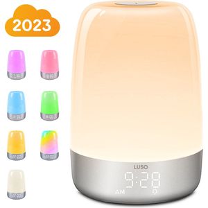 LUSQ® Wake Up Light - Lichtwekker - Digitale Wekker met lamp - 5 Natuurgeluiden - Snooze Functie - Wit