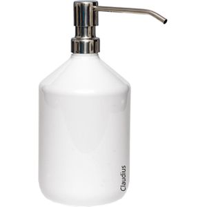 Lege Plastic Fles Apothekersfles 500 ml Wit - met luxe RVS zilverkleurige pomp - set van 5 stuks - navulbaar - leeg