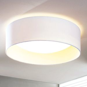 Lindby - plafondlamp - 1licht - stof, kunststof, metaal - H: 14 cm - wit - Inclusief lichtbron