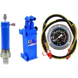 GEKO 20 ton werkplaatspers set - cilinder, 2-snelheden pomp, manometer, slang