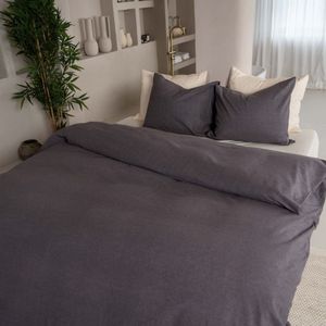 Kayori Showa Dekbedovertrek Flanel - 200x200-220 + 2 slopen - Tweepersoons - Antracite